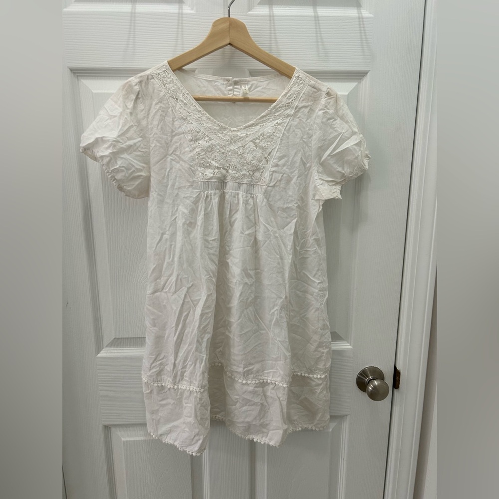 White Embroidered Mini Dress - Lightweight Summer Tunic